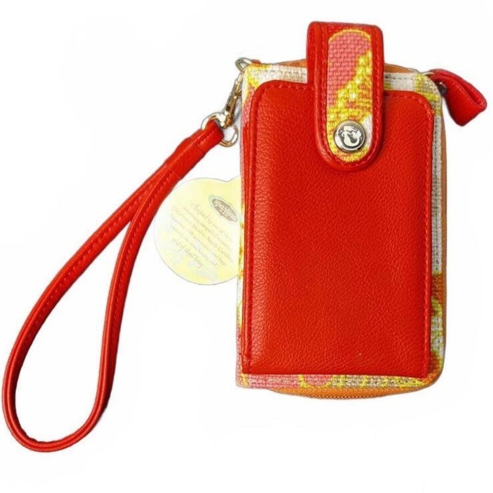 Spartina 449 NEW Red Coral and Orange Faux Leather Wristlet Wallet